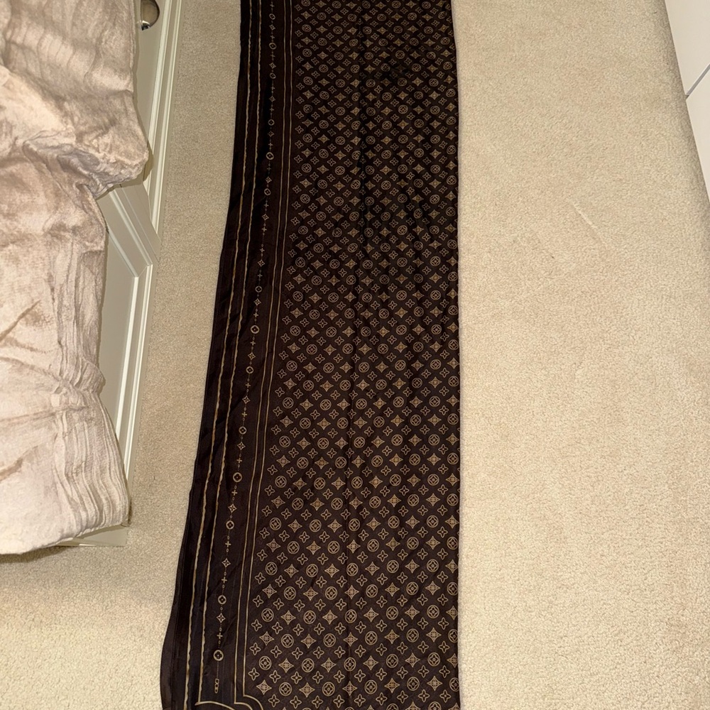 Louis Vuitton Dark Brown Monogram silk scarf